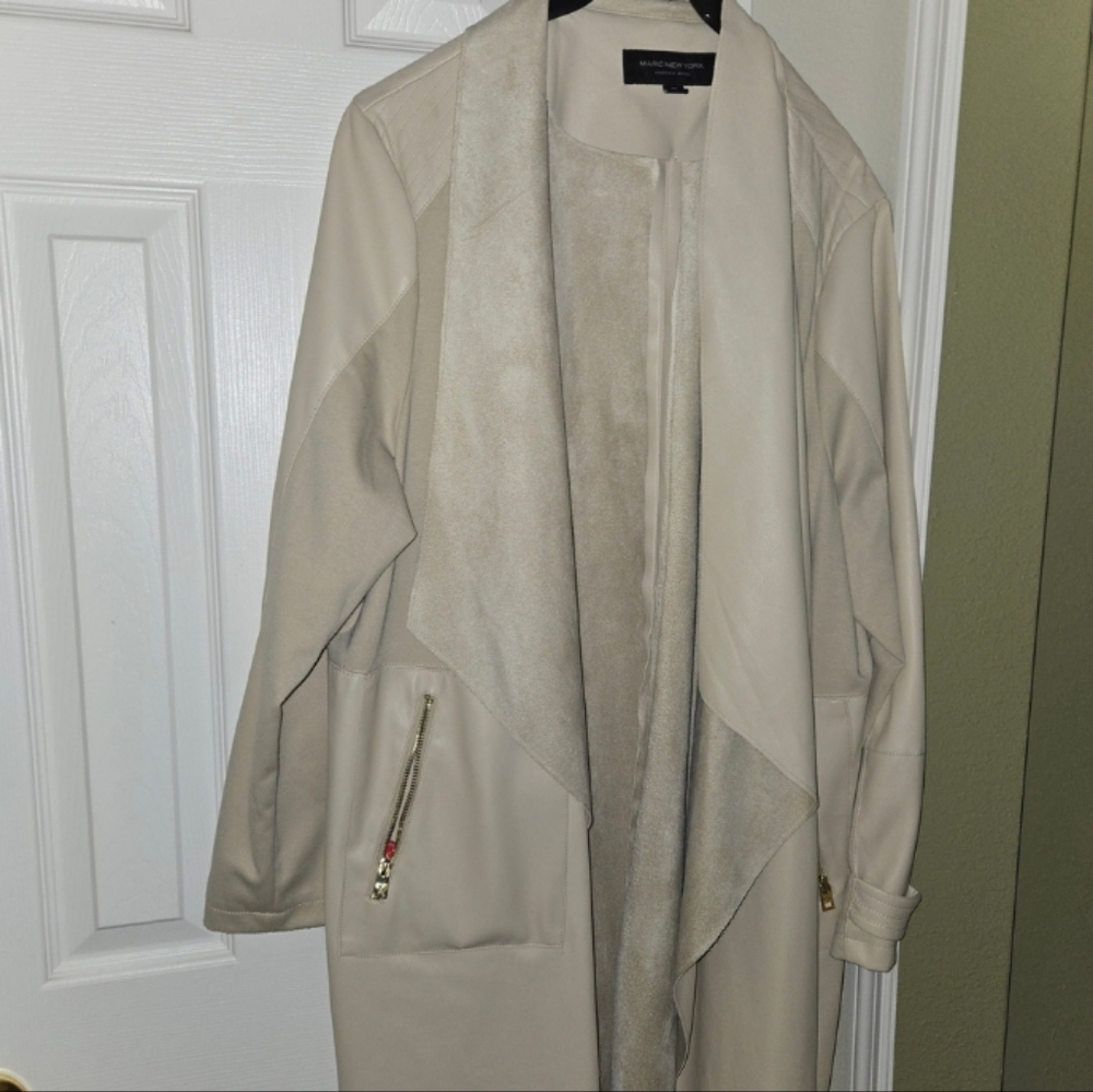 Marc New York Women's Beige Waterfall Jacket, size 3X